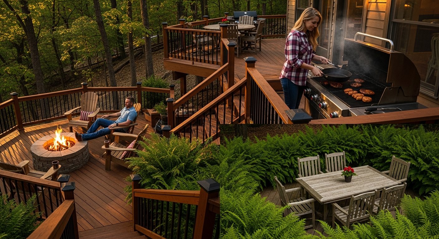 multi-level deck design ideas for sloping yards Arkansas