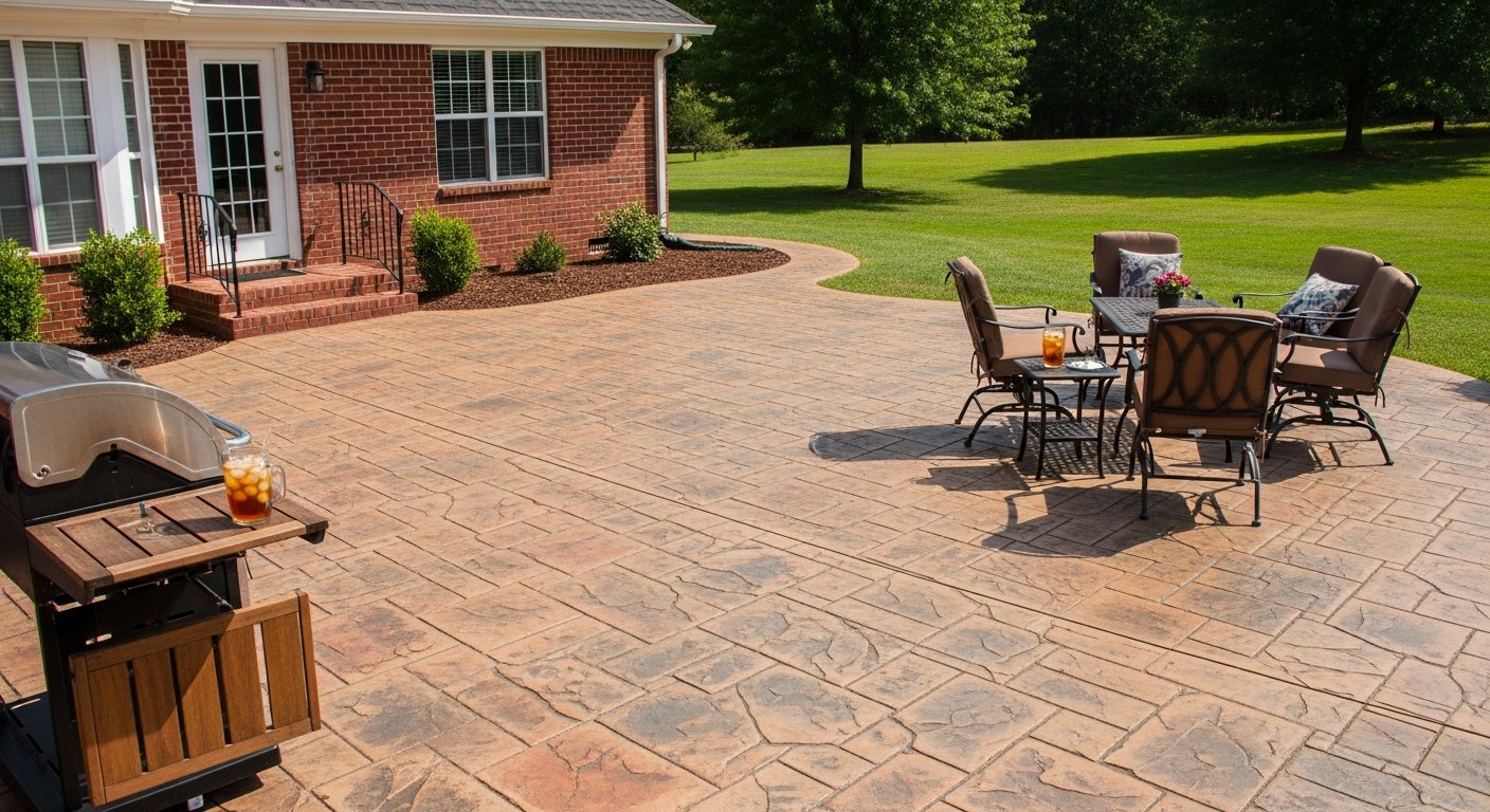 stamped concrete patterns colors Arkansas patios