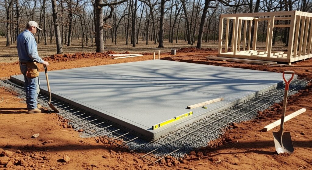 shed foundation concrete pad Batesville Arkansas
