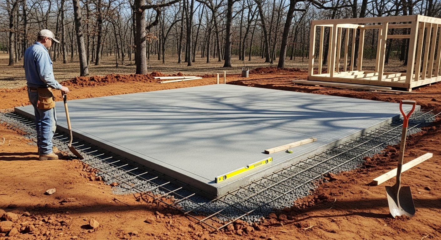 shed foundation concrete pad Batesville Arkansas