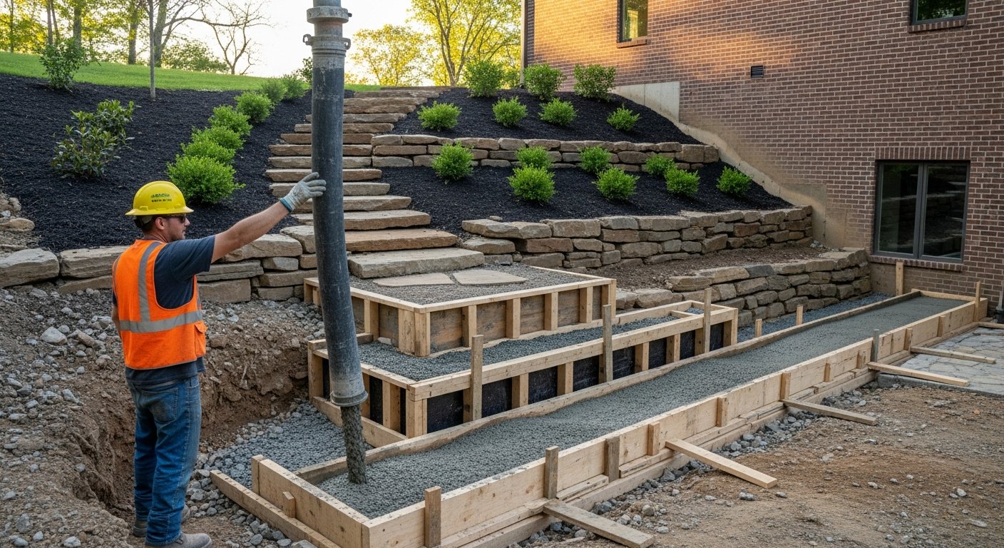 concrete retaining wall landscaping Batesville Arkansas