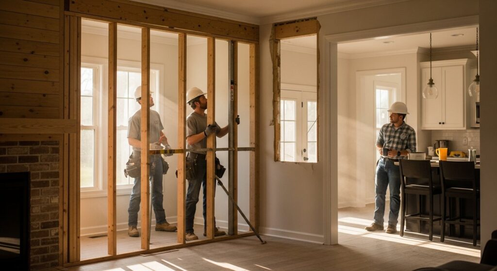 framing open concept load bearing wall removal Arkansas