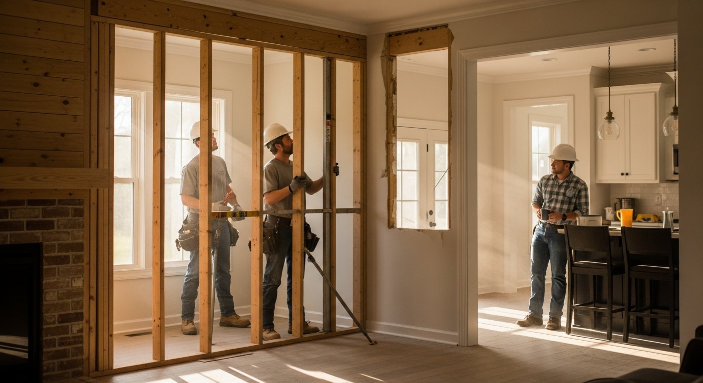 framing open concept load bearing wall removal Arkansas