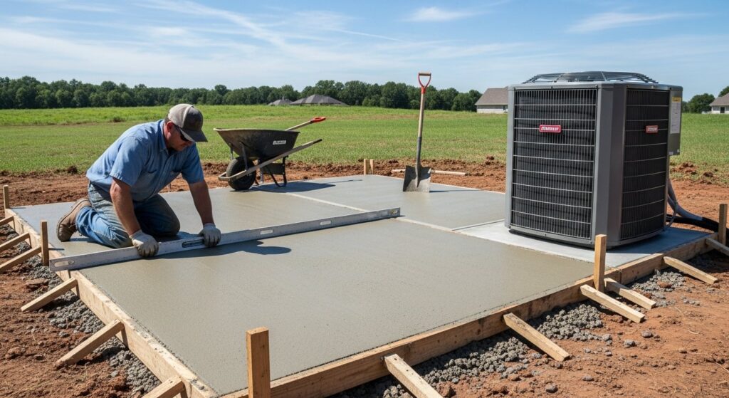 AC unit concrete pad installation guide Arkansas