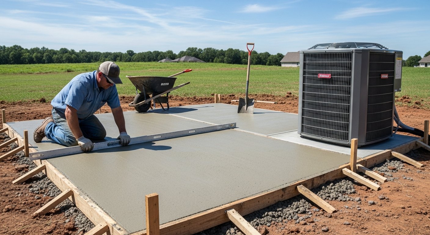 AC unit concrete pad installation guide Arkansas