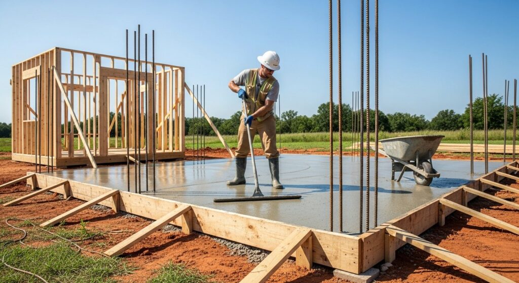 shed foundation concrete pad Batesville Arkansas