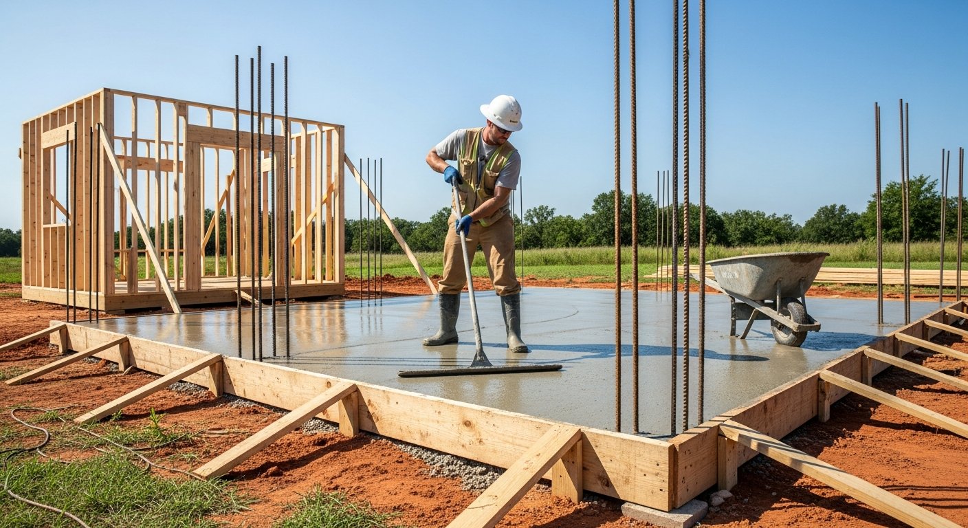 shed foundation concrete pad Batesville Arkansas