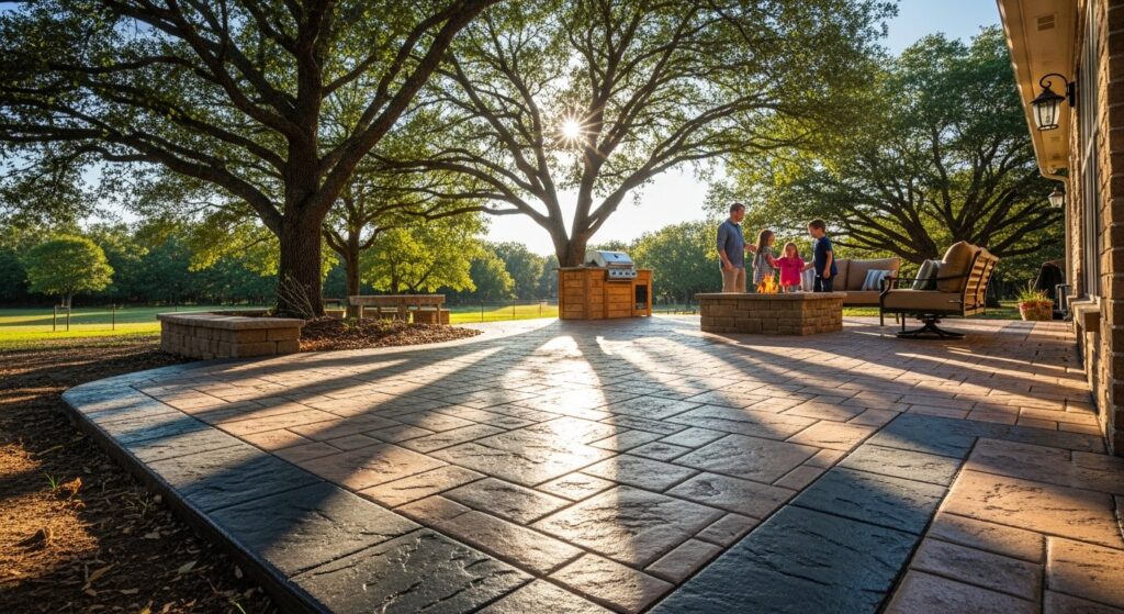 stamped concrete patio patterns colors Arkansas