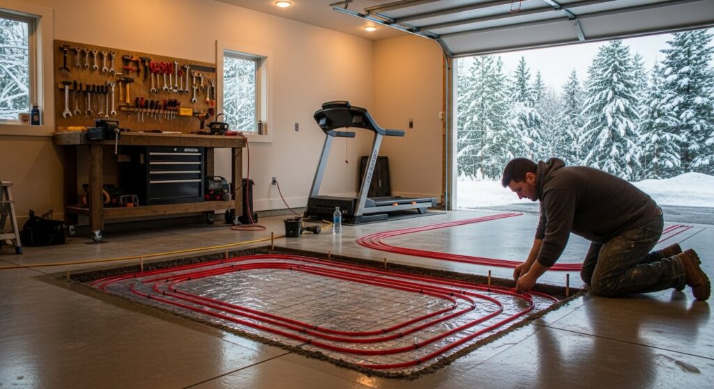 radiant heating concrete slab garage Batesville Arkansas