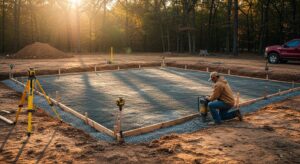 Leveling Uneven Ground for Concrete Pad Installation Arkansas